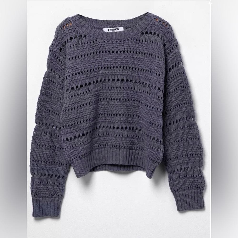RSQ Girls Solid Open Weave Sweater